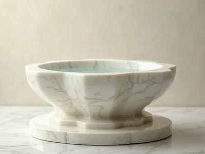 Elegant White Marble Basin With Water