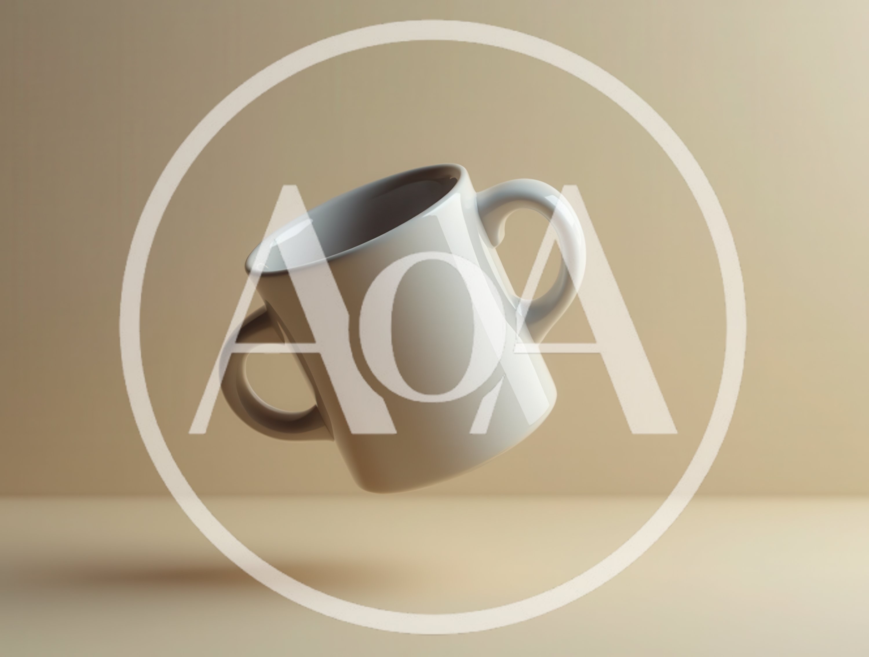 Floating White Ceramic Mug With Two Handles