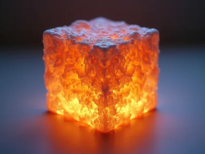 Glowing Textured Cube With Internal Warm Light