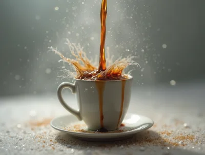 Coffee Pouring Into A White Ceramic Cup