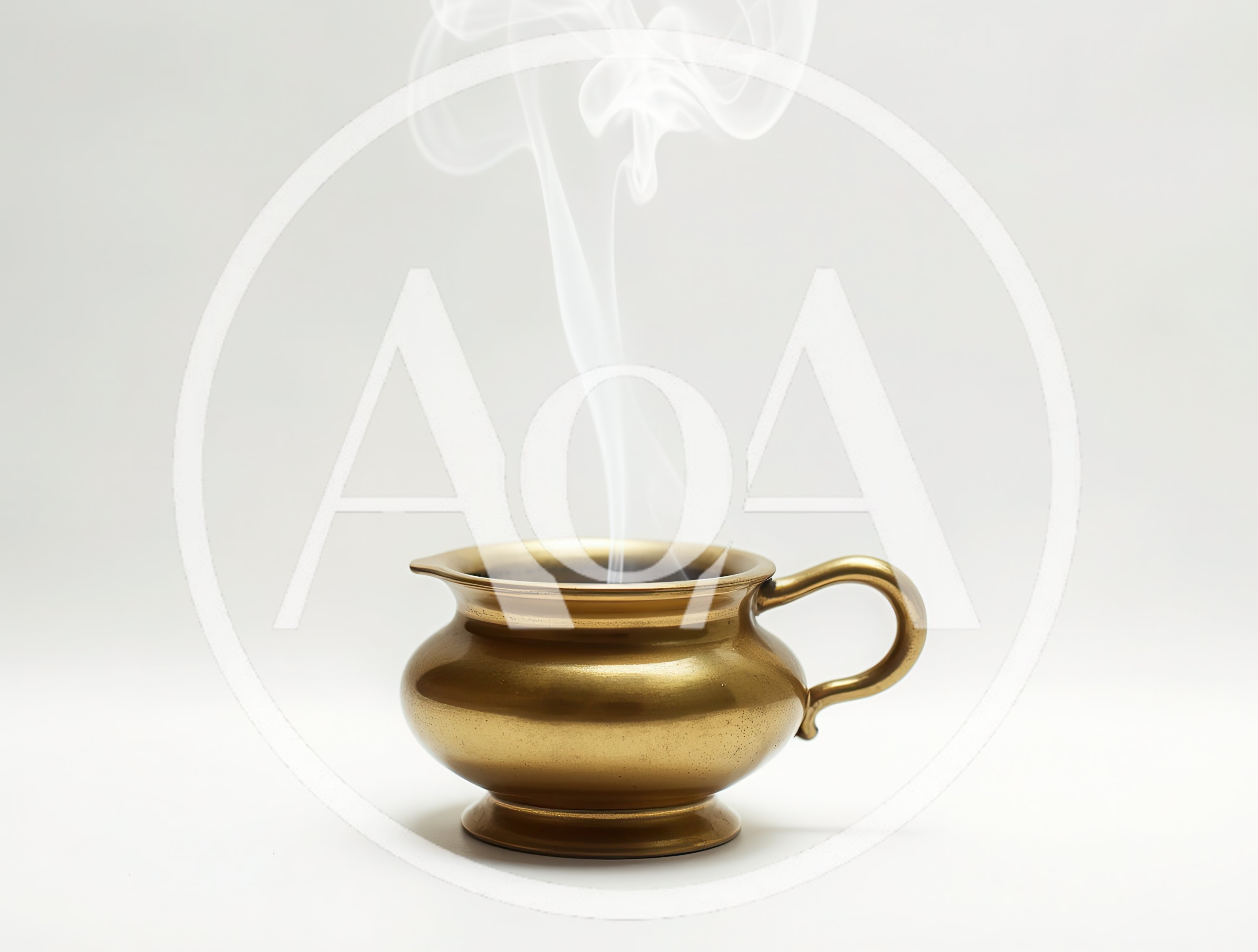 Steaming Brass Creamer Pitcher on White Background