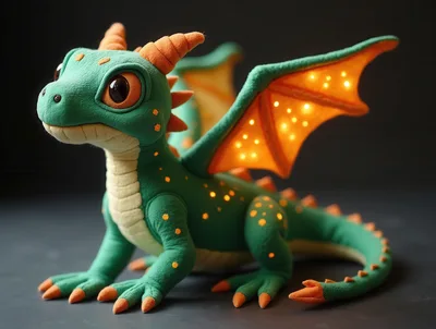 Cute Felt Dragon Plush Toy With Glowing Wings