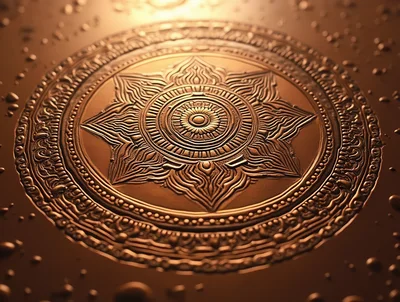 Intricate Golden Mandala Embossed On Metallic Surface