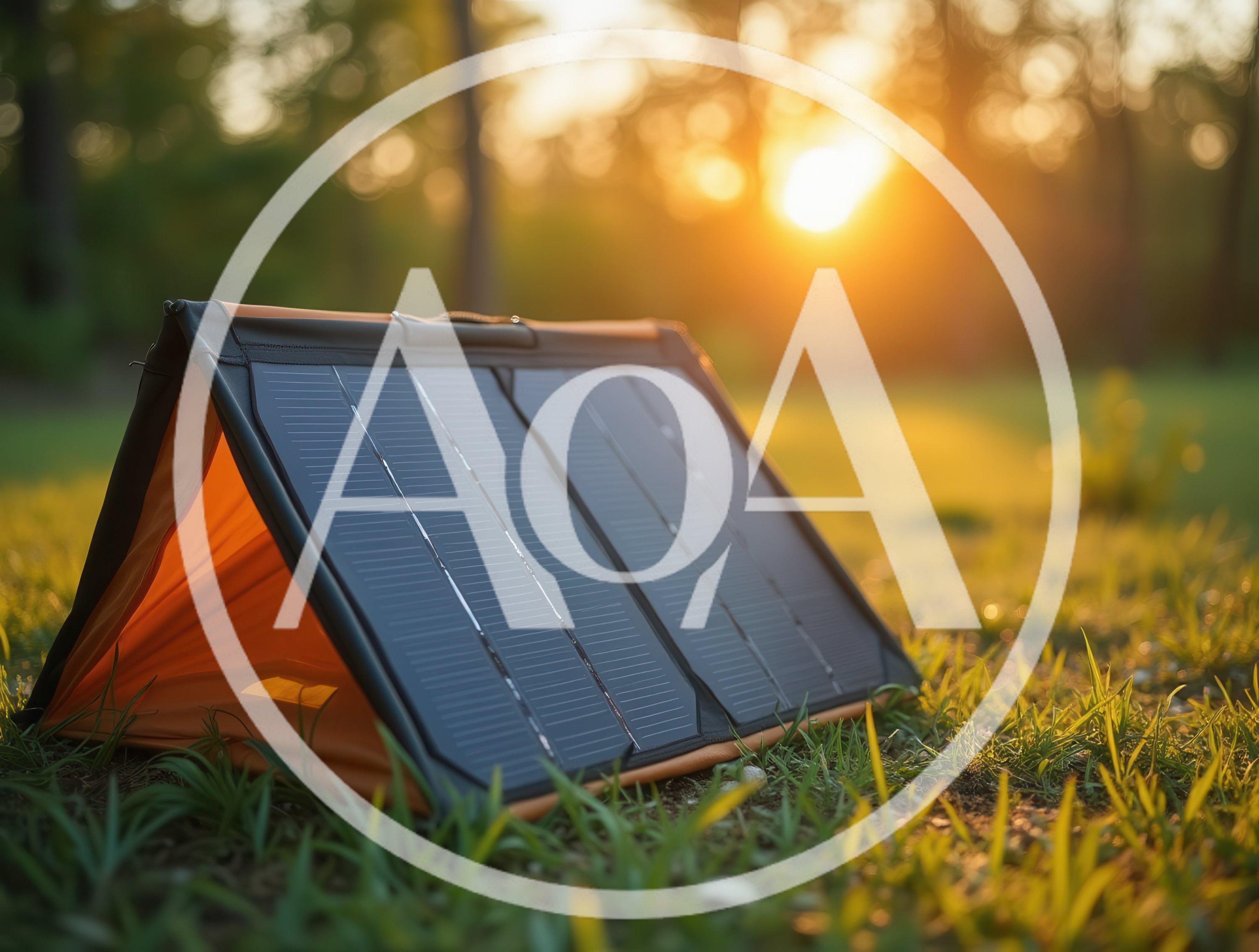 Portable Solar Panel Charging In A Grassy Field