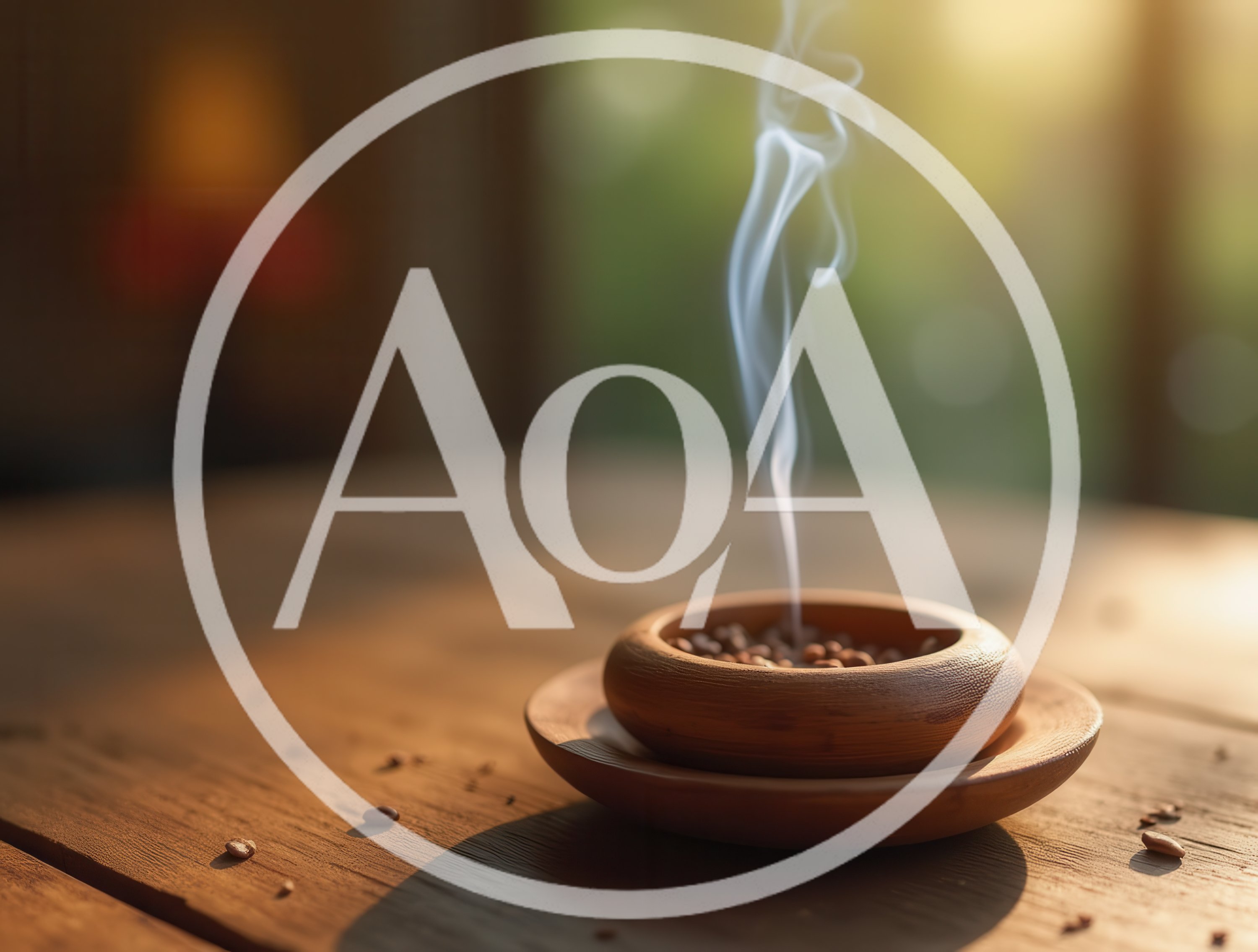 Steaming Wooden Bowl Of Coffee Beans
