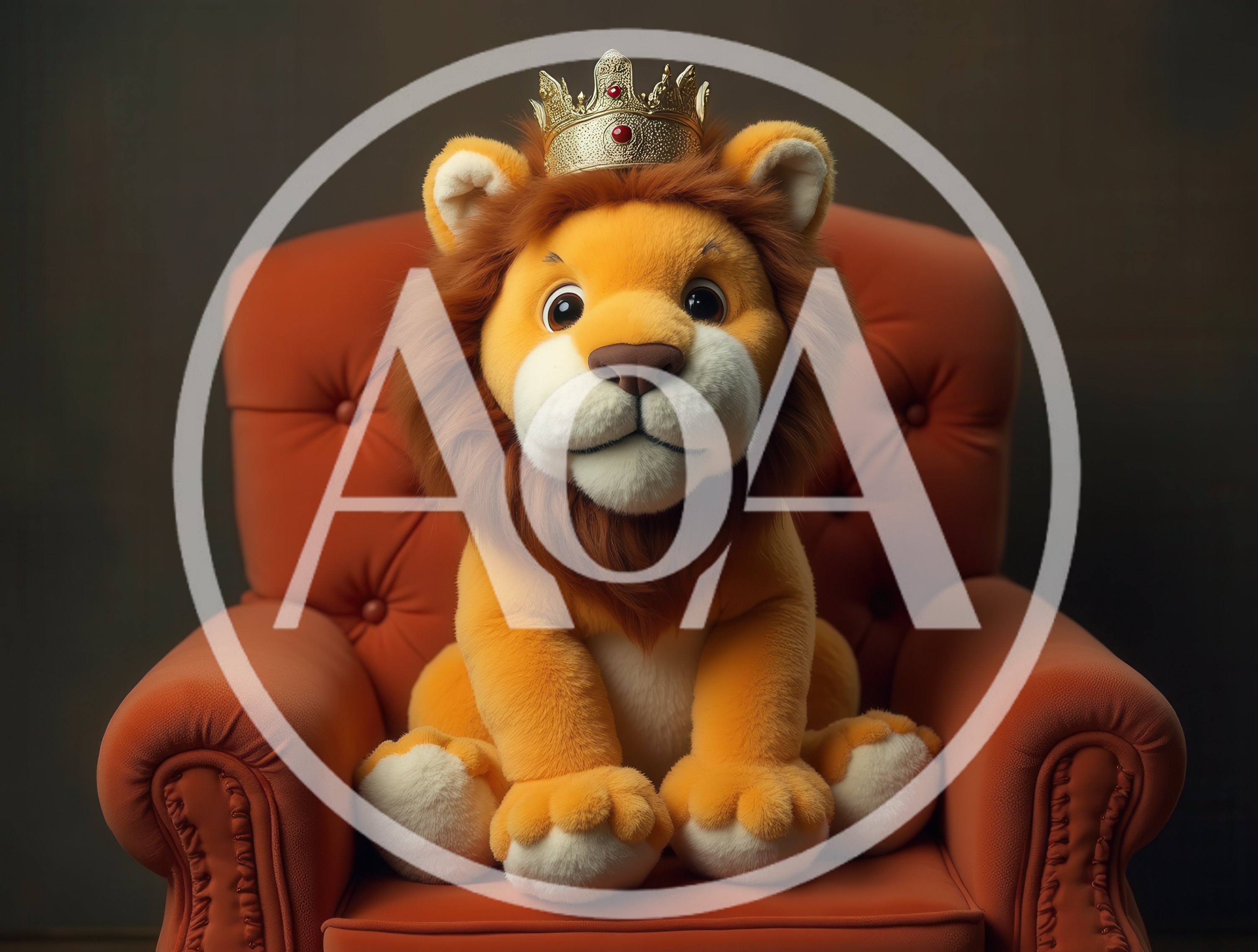 Plush Lion Toy Wearing A Golden Crown