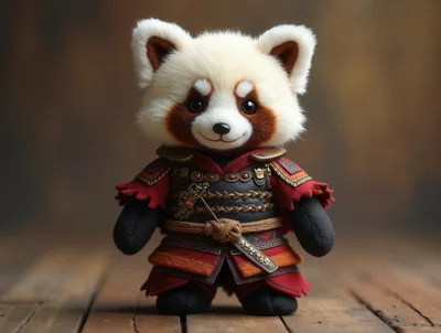 Cute Red Panda Samurai Plush Toy