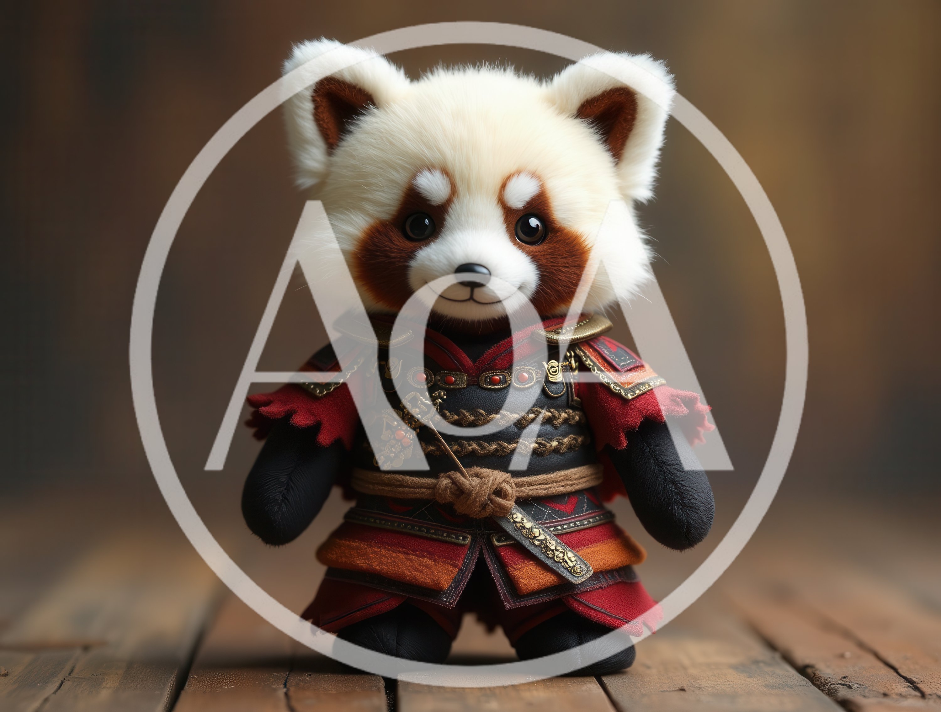 Cute Red Panda Samurai Plush Toy
