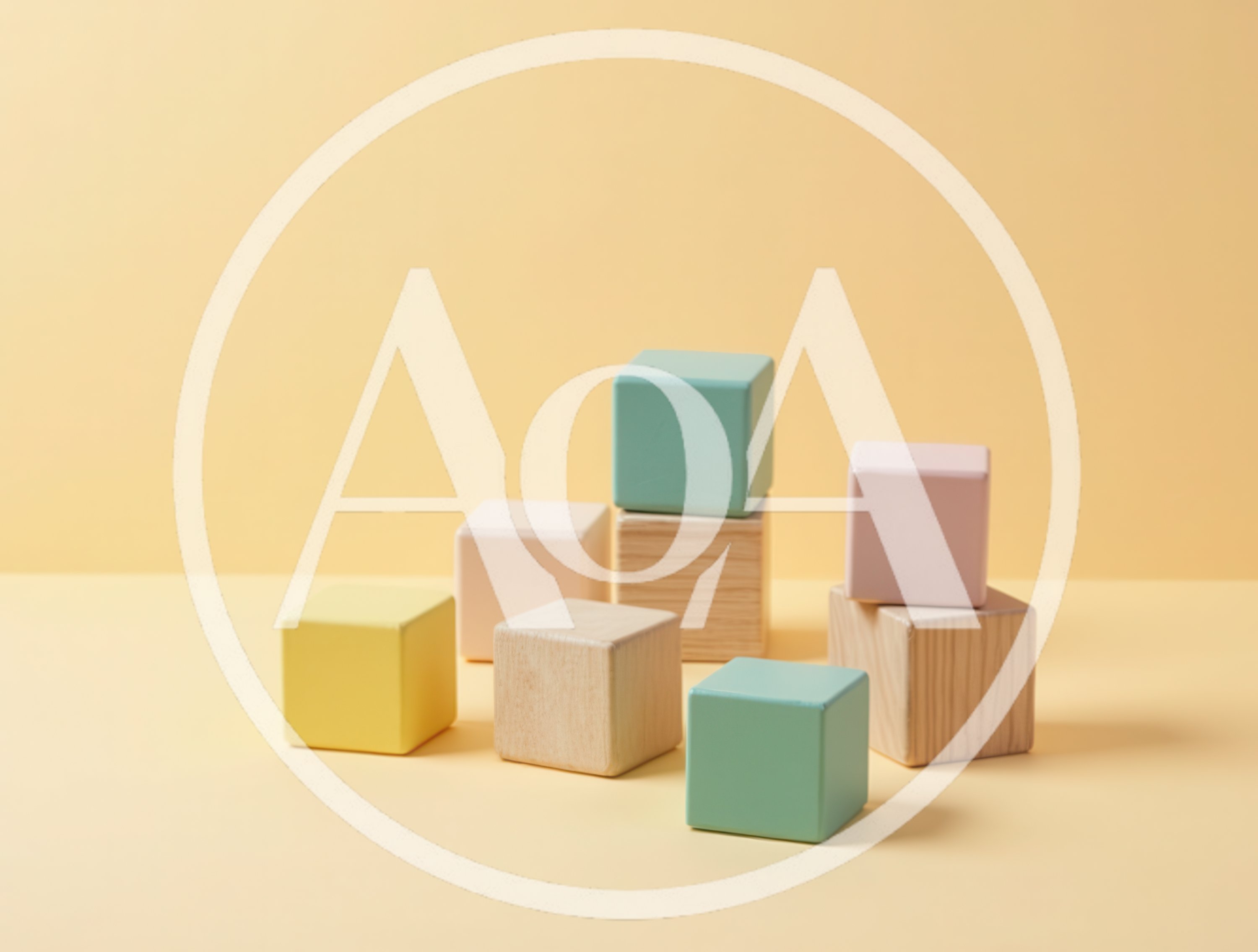 Colorful Wooden Blocks Arranged On A Yellow Background