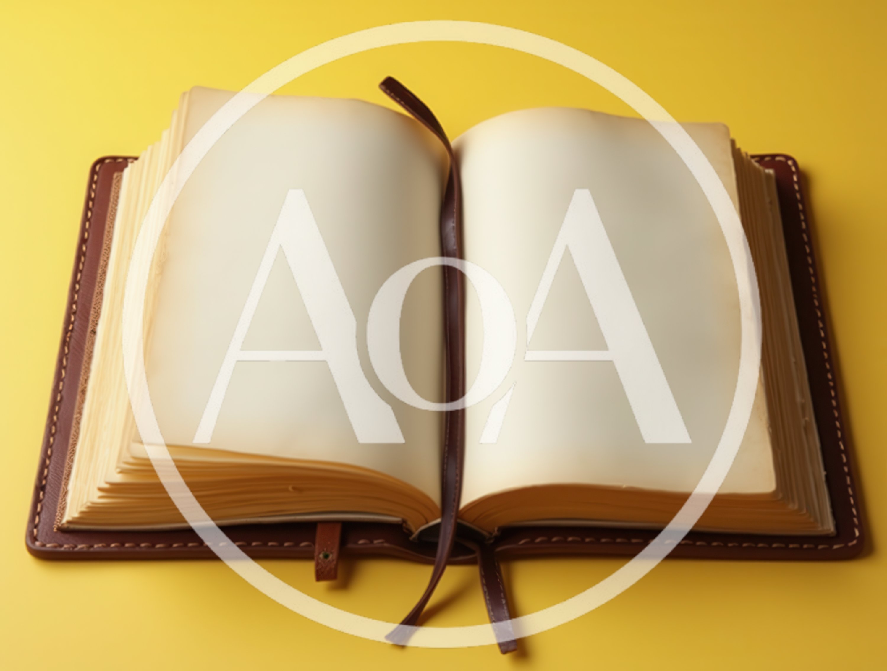 Open Leather Bound Journal On Yellow Background