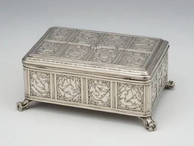 Ornate Antique Silver Decorative Jewelry Box