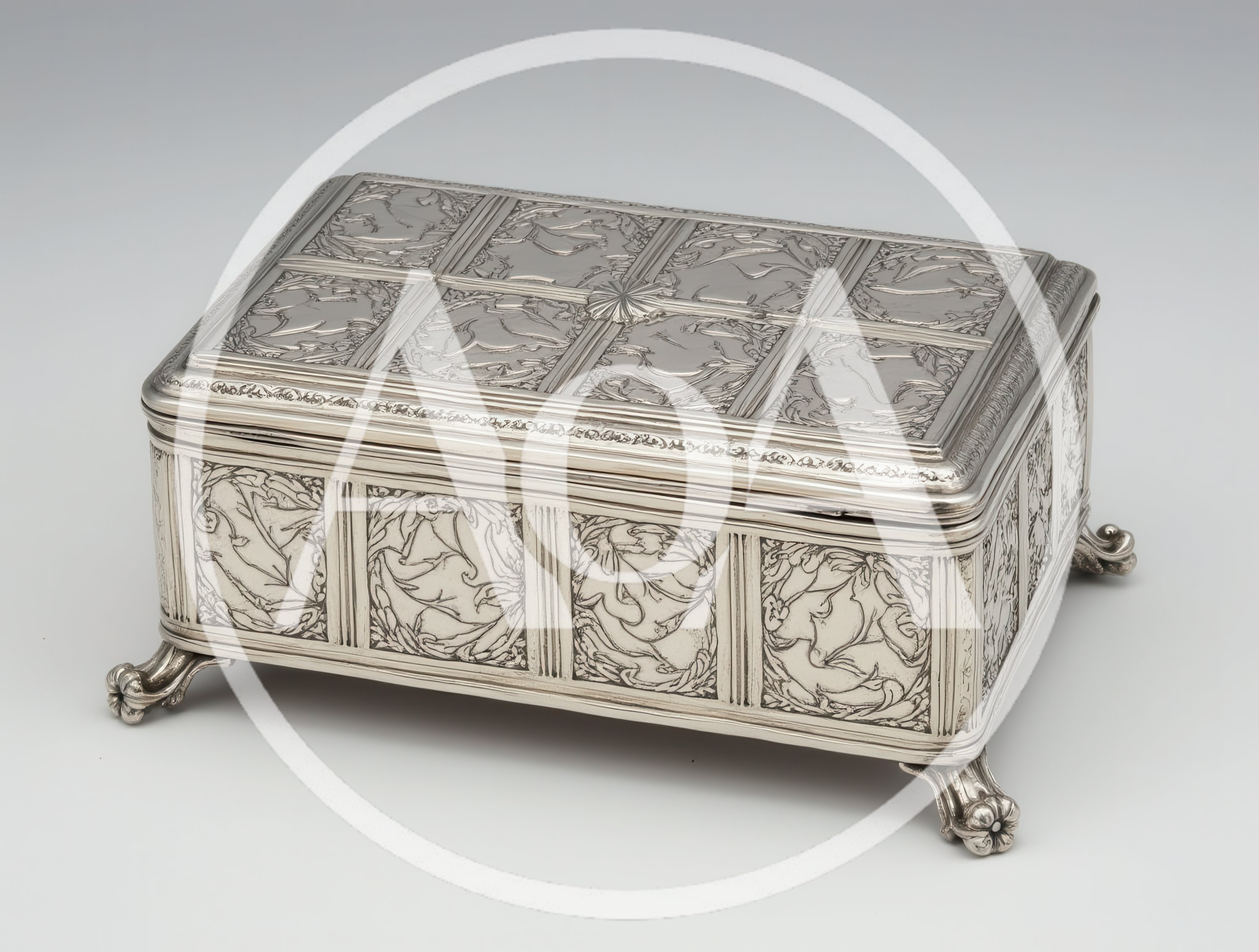 Ornate Antique Silver Decorative Jewelry Box