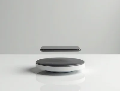 Smartphone Levitating Above Wireless Charging Pad