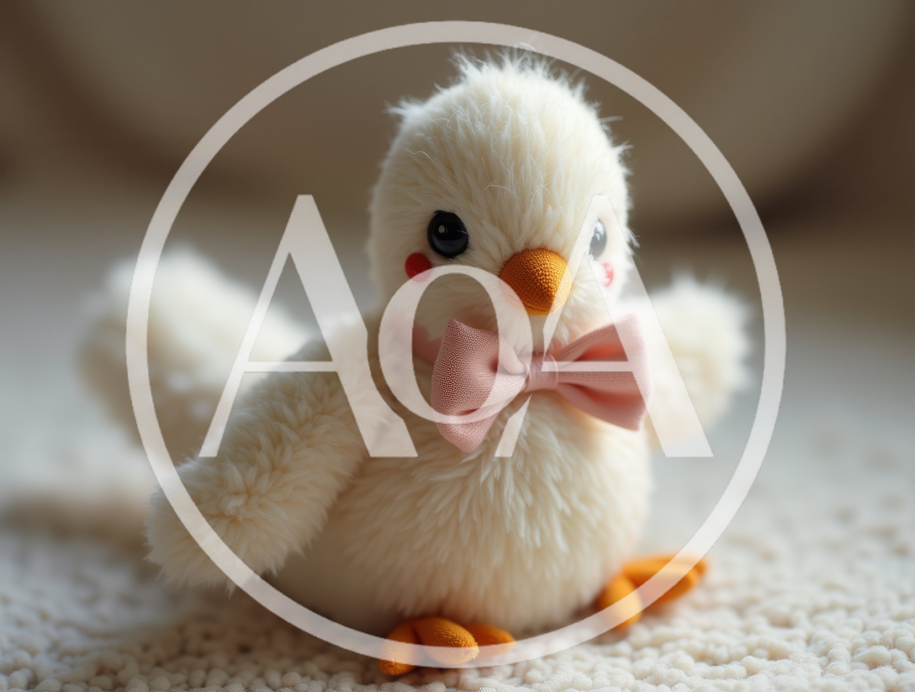 Cute Fluffy Chick Plush Toy With Pink Bow Tie