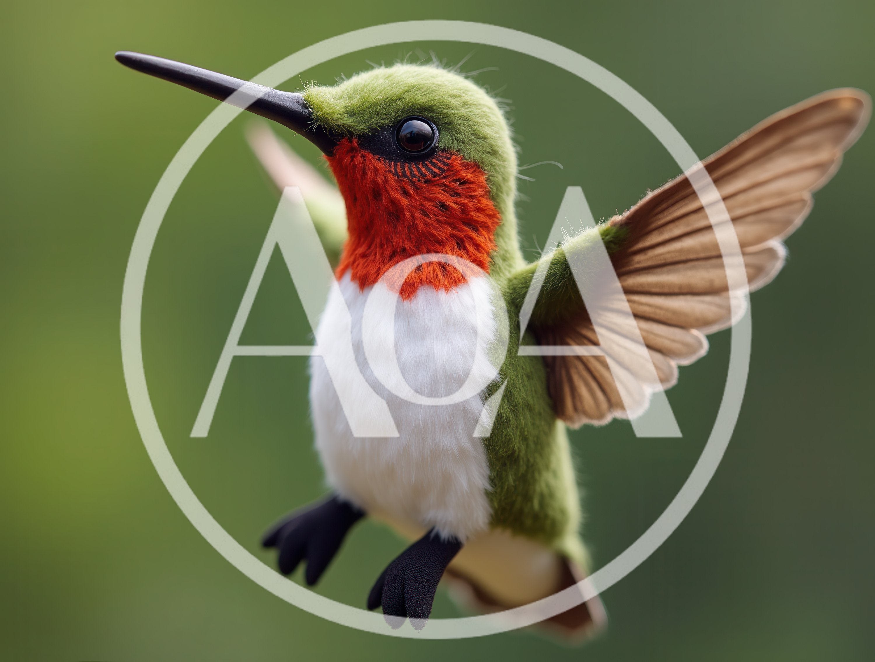 Felted Hummingbird Figurine Hovering In Mid Air