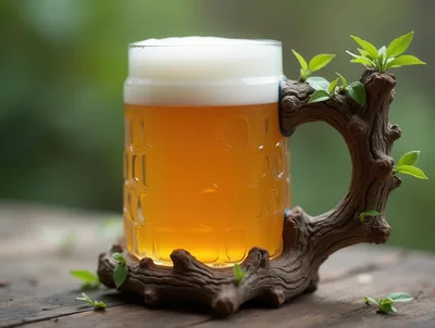 Glass Beer Mug With Tree Branch Handle