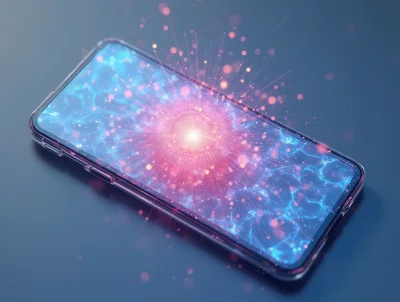 Smartphone Displaying Abstract Digital Energy Explosion