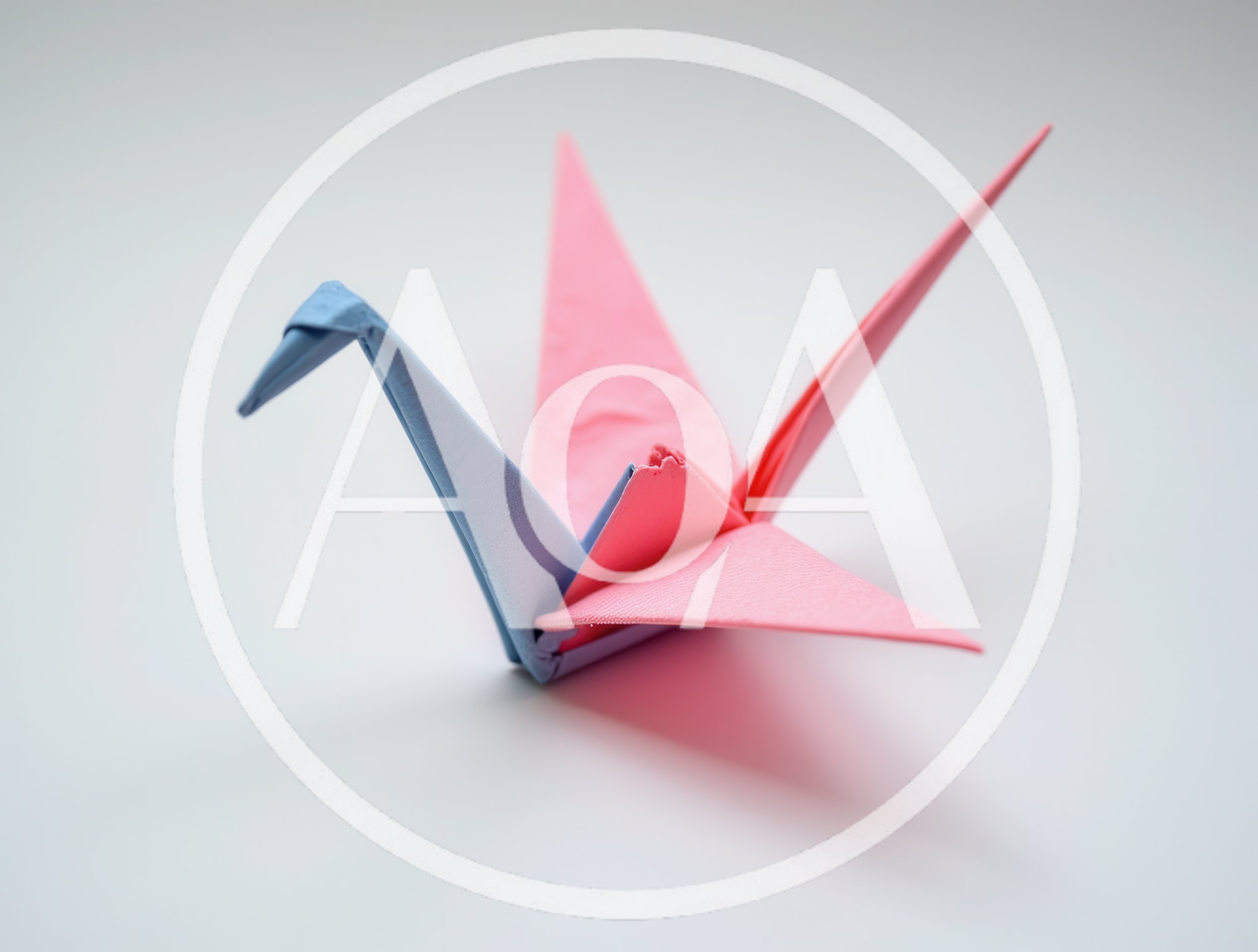 Origami Paper Crane In Pink And Blue