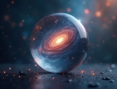 Crystal Sphere Containing A Glowing Spiral Galaxy