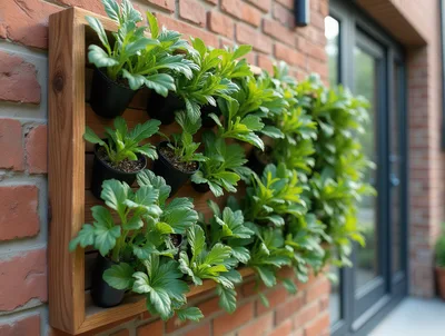 Vertical Garden Planter Mounted On A Red Brick Wall
