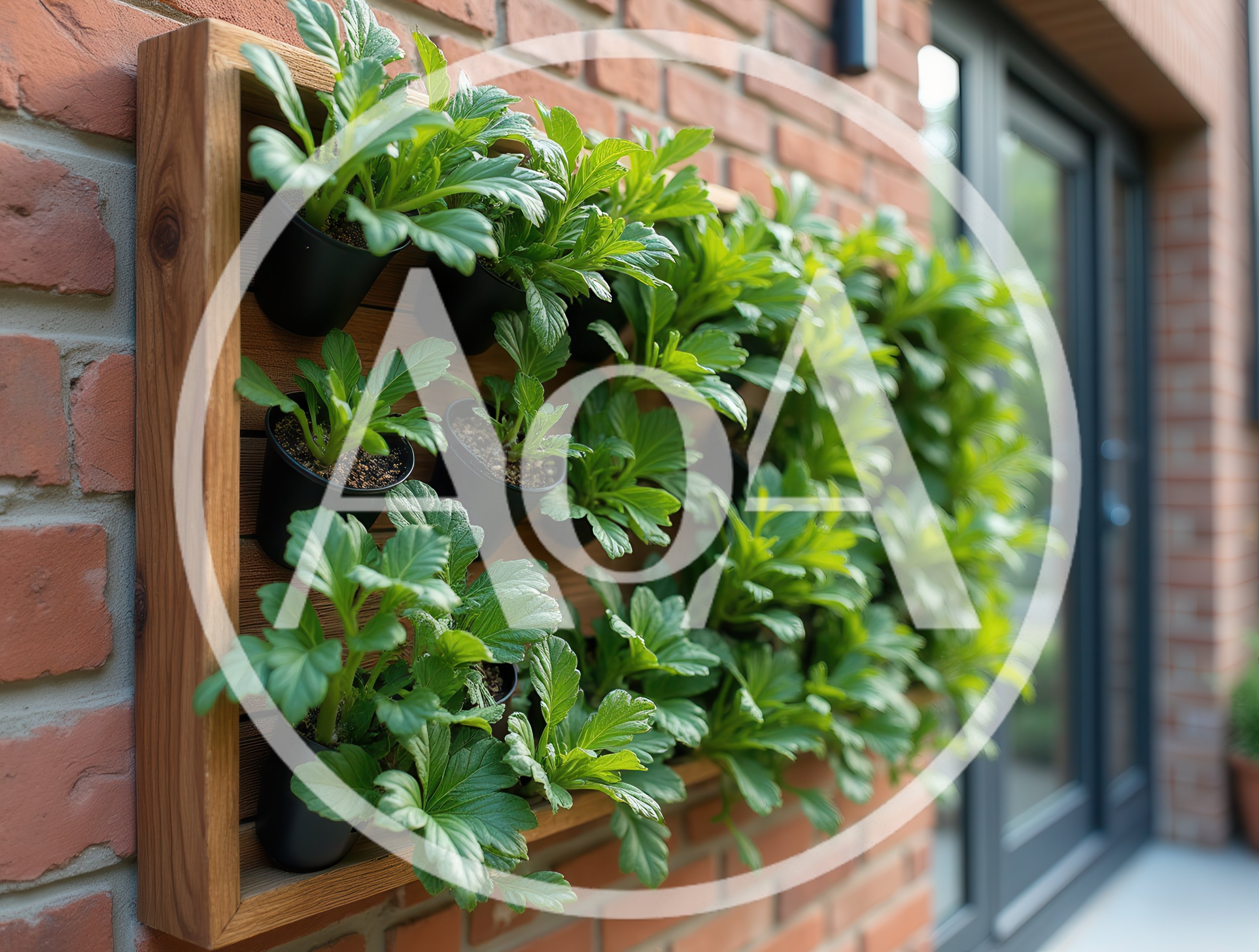 Vertical Garden Planter Mounted On A Red Brick Wall