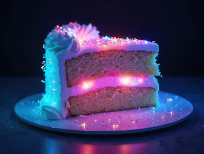 Glowing Neon Layer Cake Slice