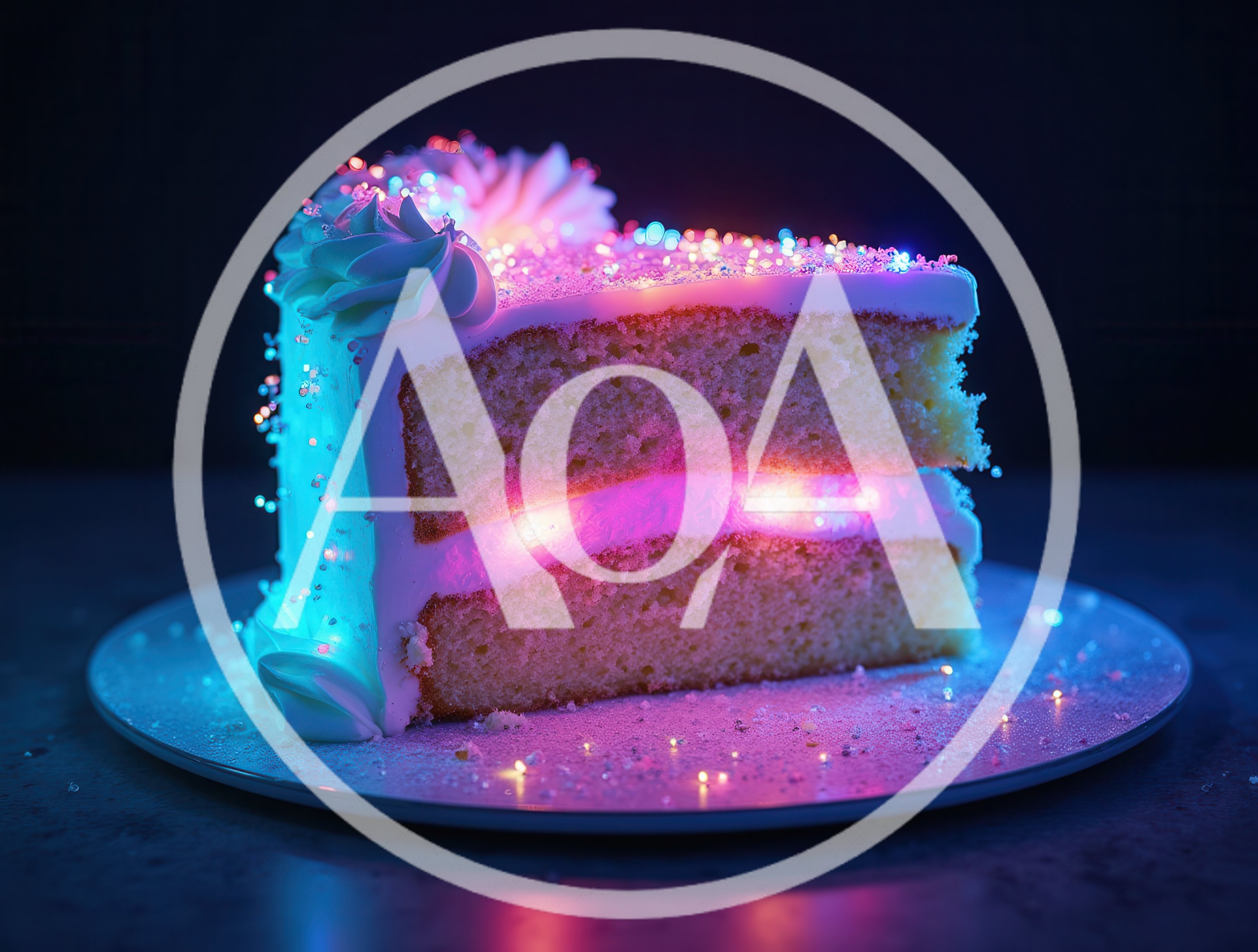 Glowing Neon Layer Cake Slice