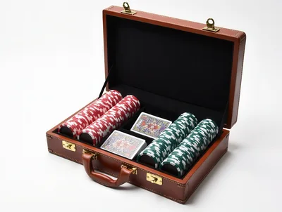 Open Poker Chip Case With Playing Cards