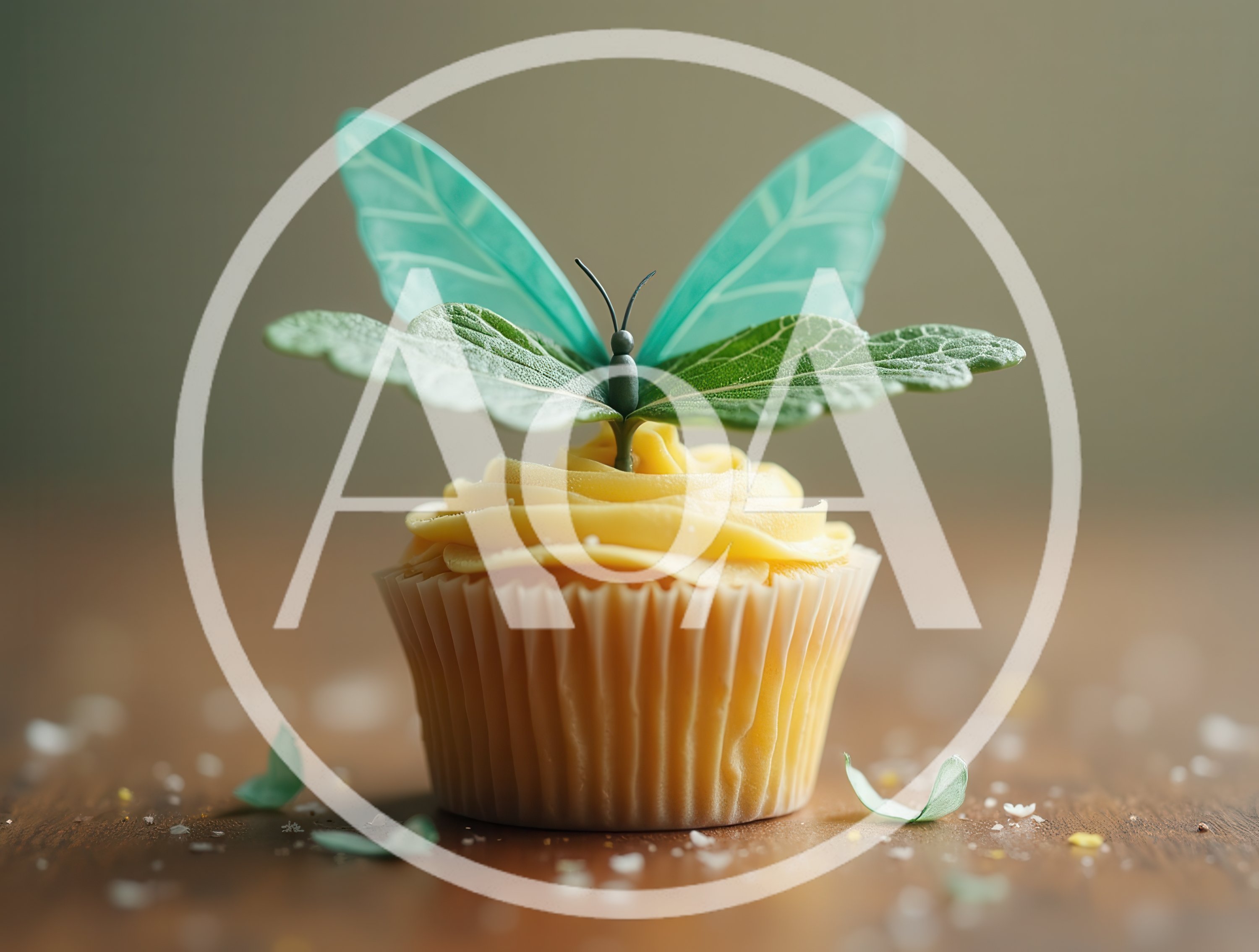 Cupcake Topped With A Decorative Butterfly Made Of Leaves