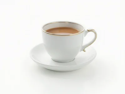 White Porcelain Tea Cup With Gold Rim