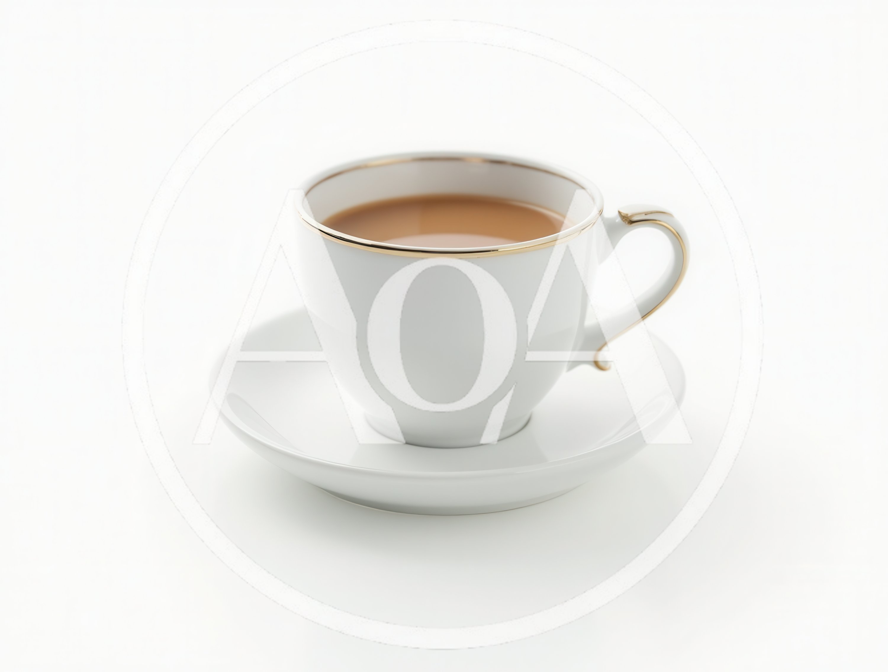White Porcelain Tea Cup With Gold Rim