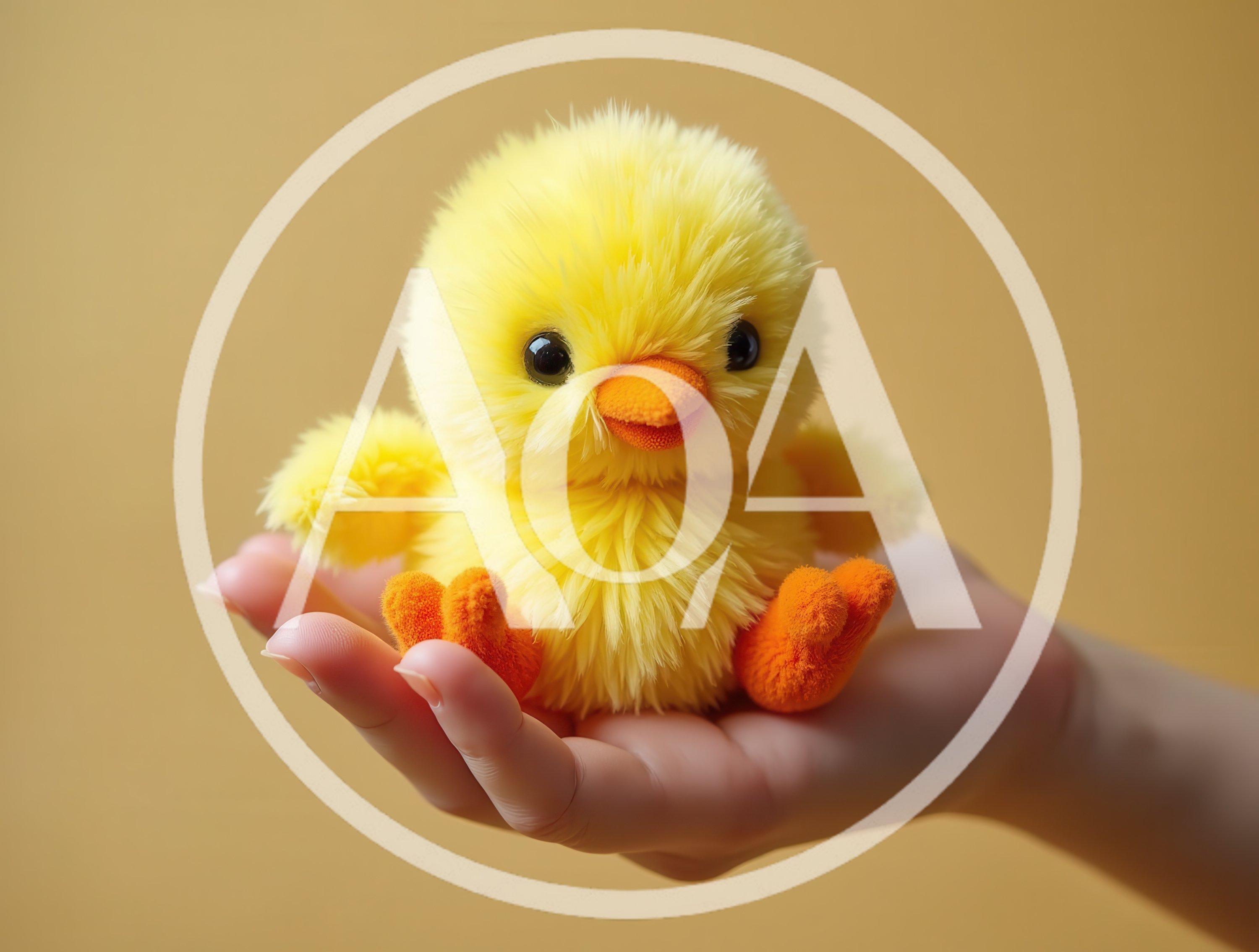 Small Fluffy Yellow Chick Toy Held In Hand