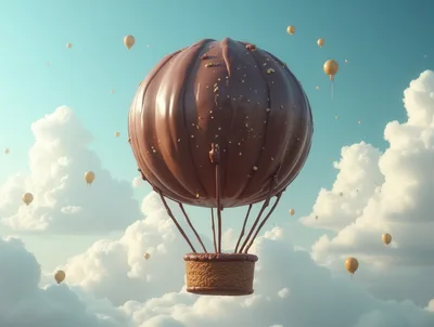 Chocolate Hot Air Balloon Floating In The Sky