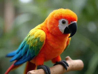 Vibrant Sun Conure Parrot Perched on a Branch