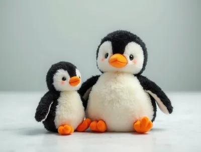 Two Cute Plush Penguin Toys Sitting Together