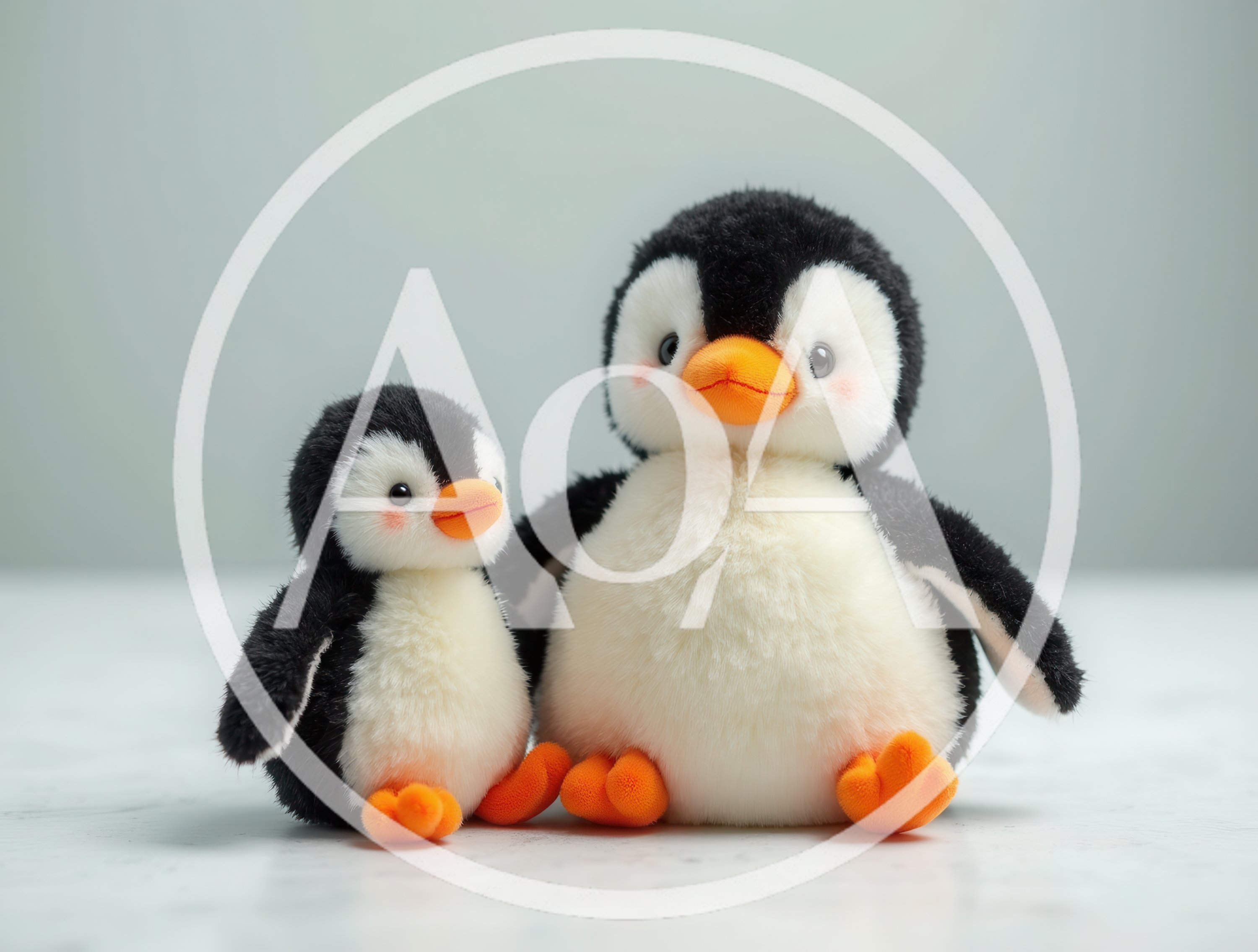 Two Cute Plush Penguin Toys Sitting Together