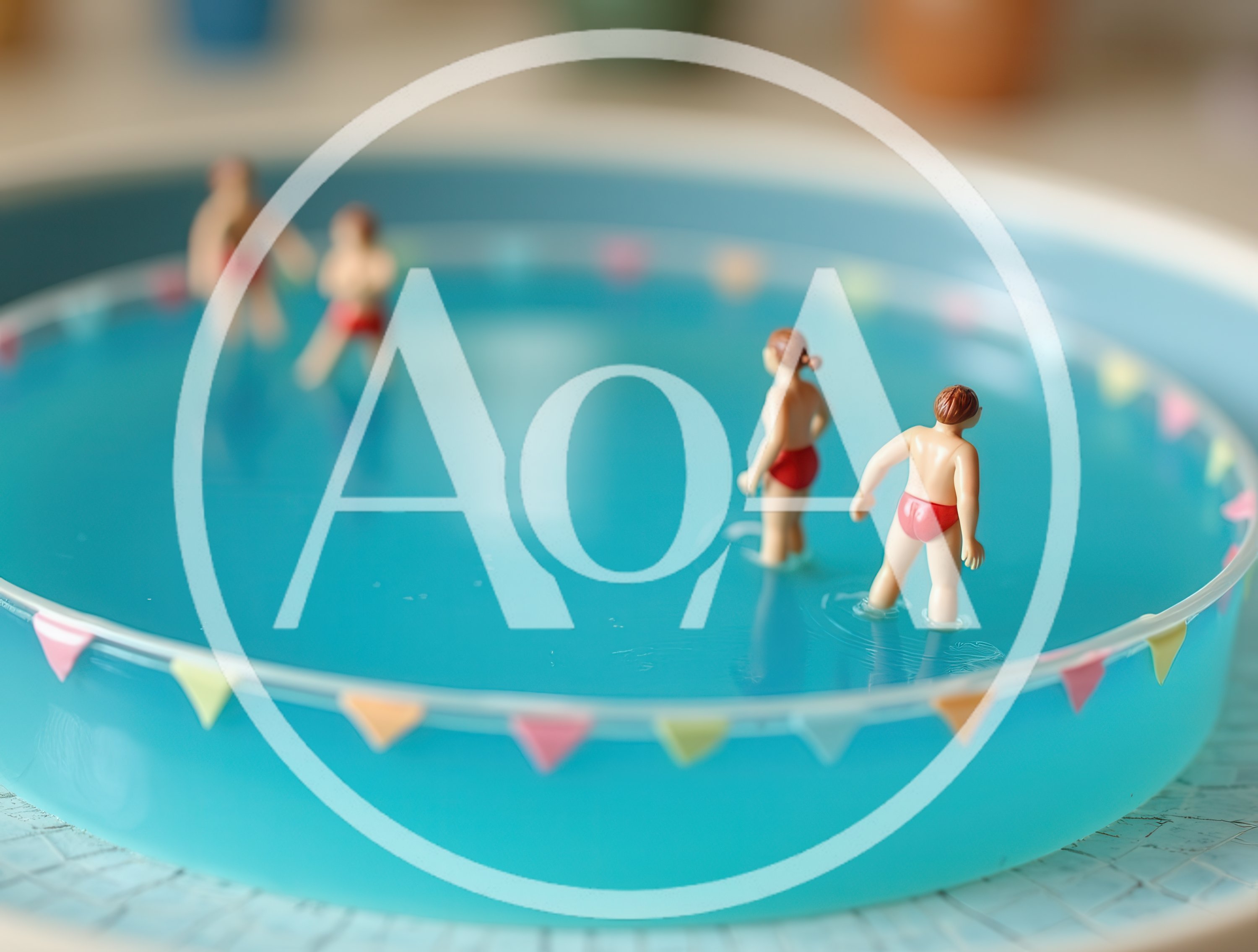 Miniature Figurines Swimming In A Small Blue Pool