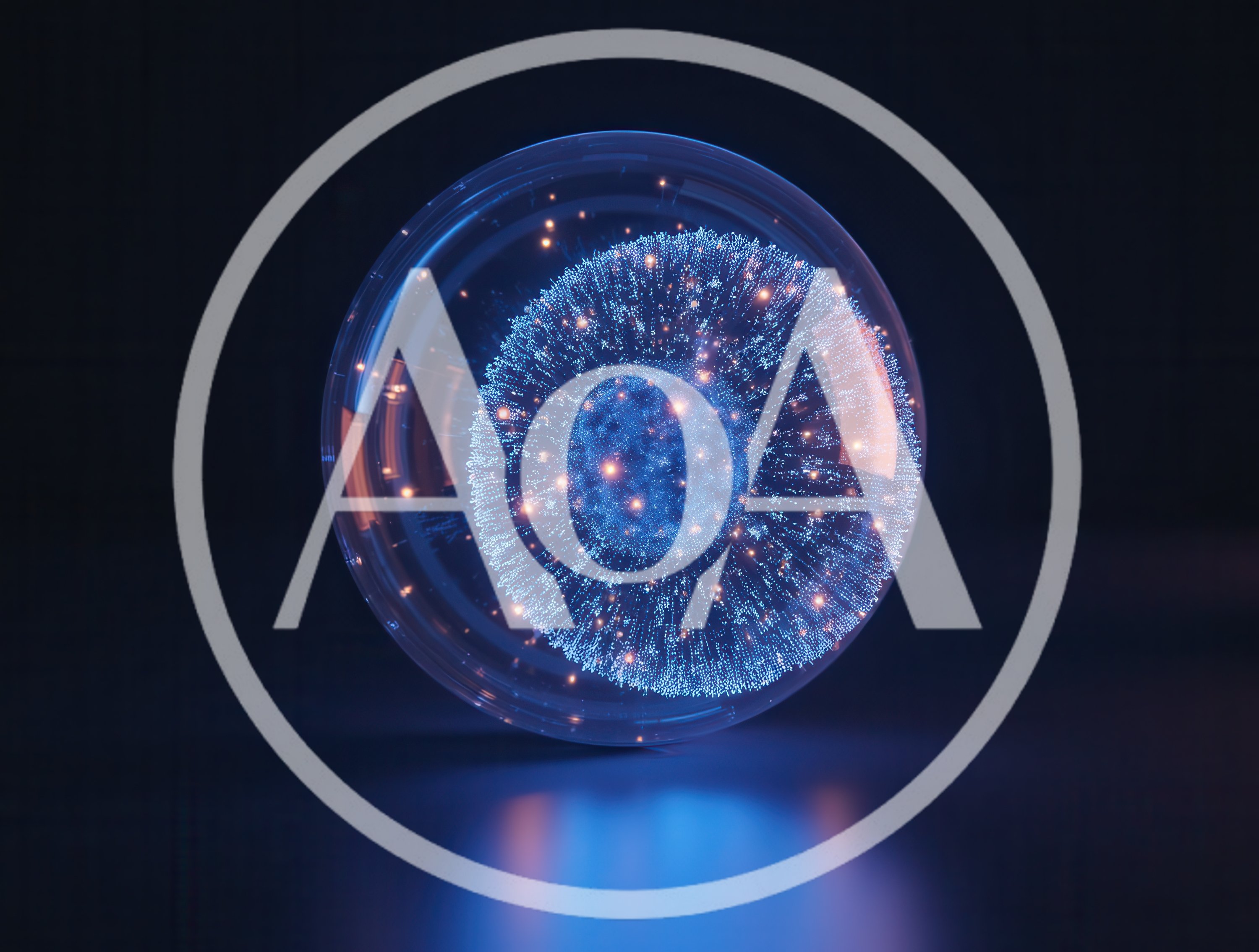 Abstract Glowing Particle Sphere In Glass Orb