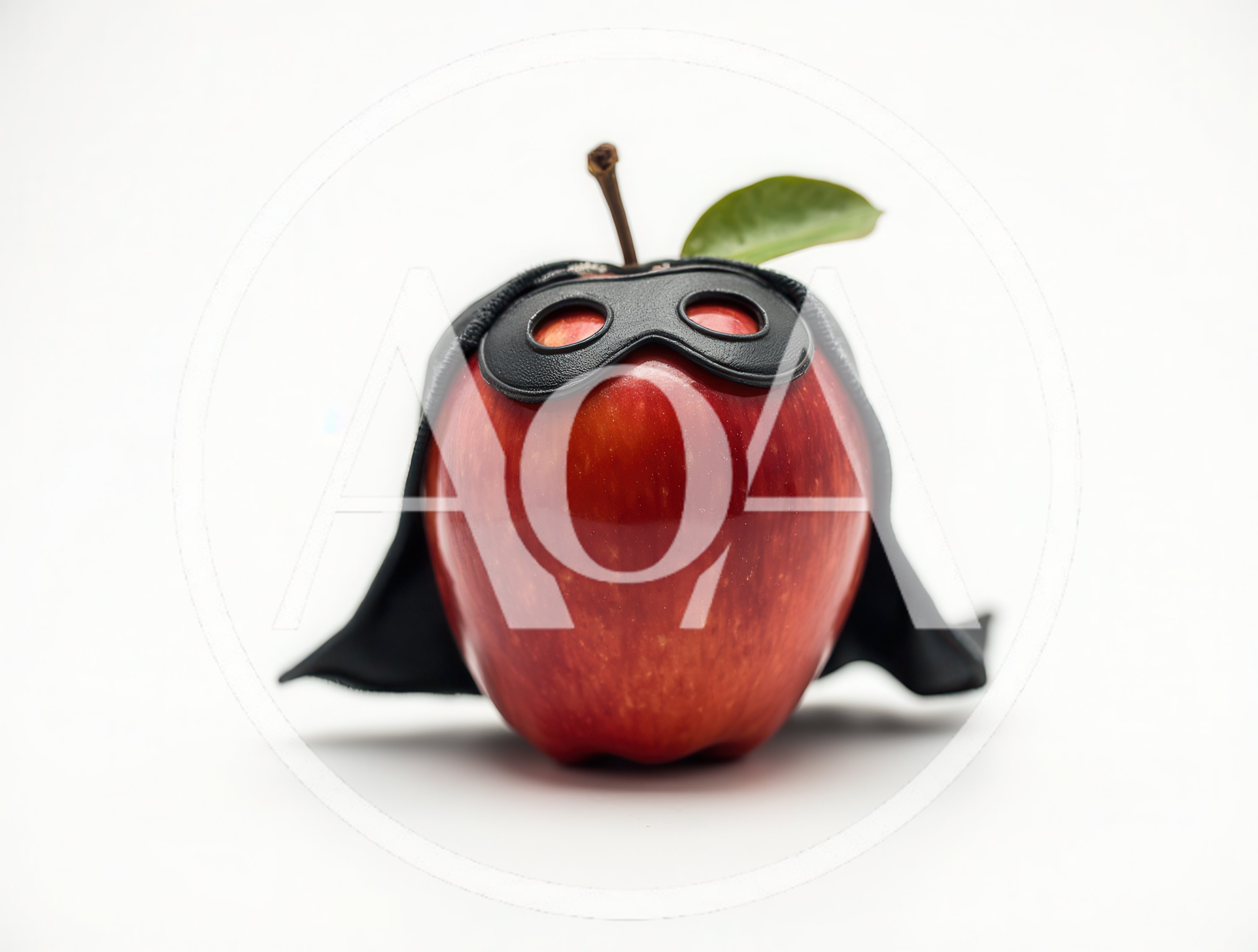 Red Apple Wearing A Superhero Mask And Cape