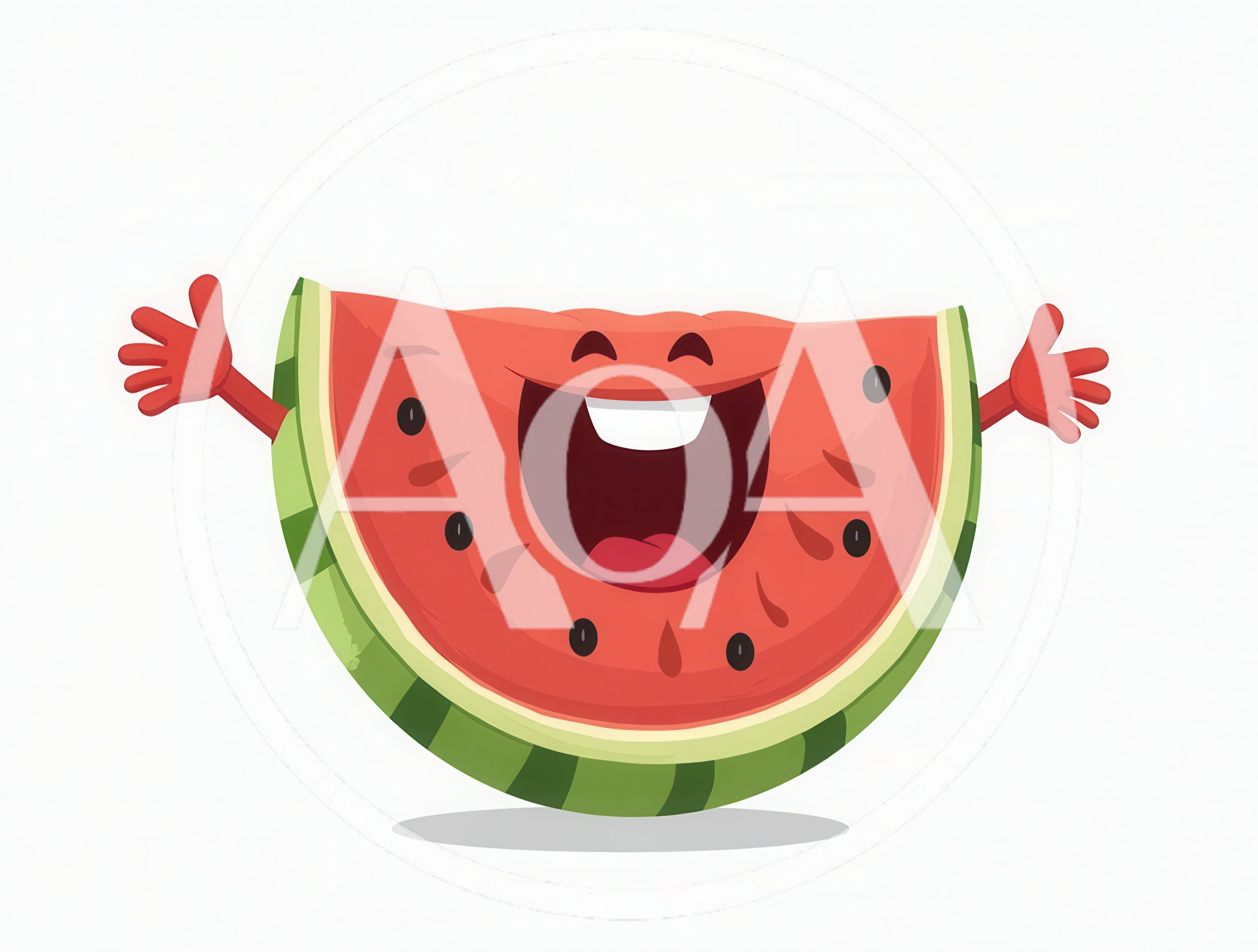 Happy Cartoon Watermelon Slice Character