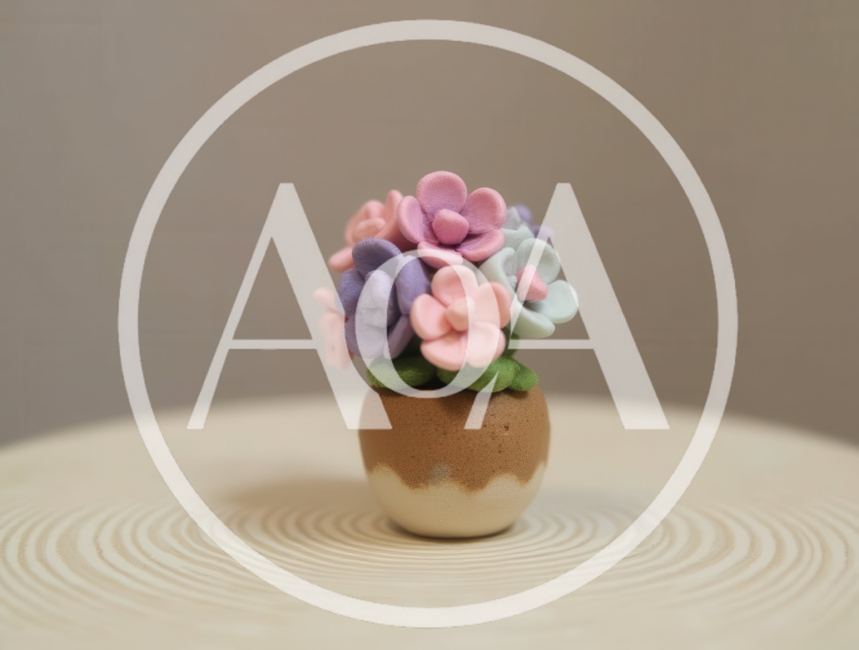 Miniature Clay Flower Bouquet In A Small Pot