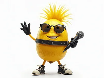 Animated Lemon Character With Sunglasses And Microphone