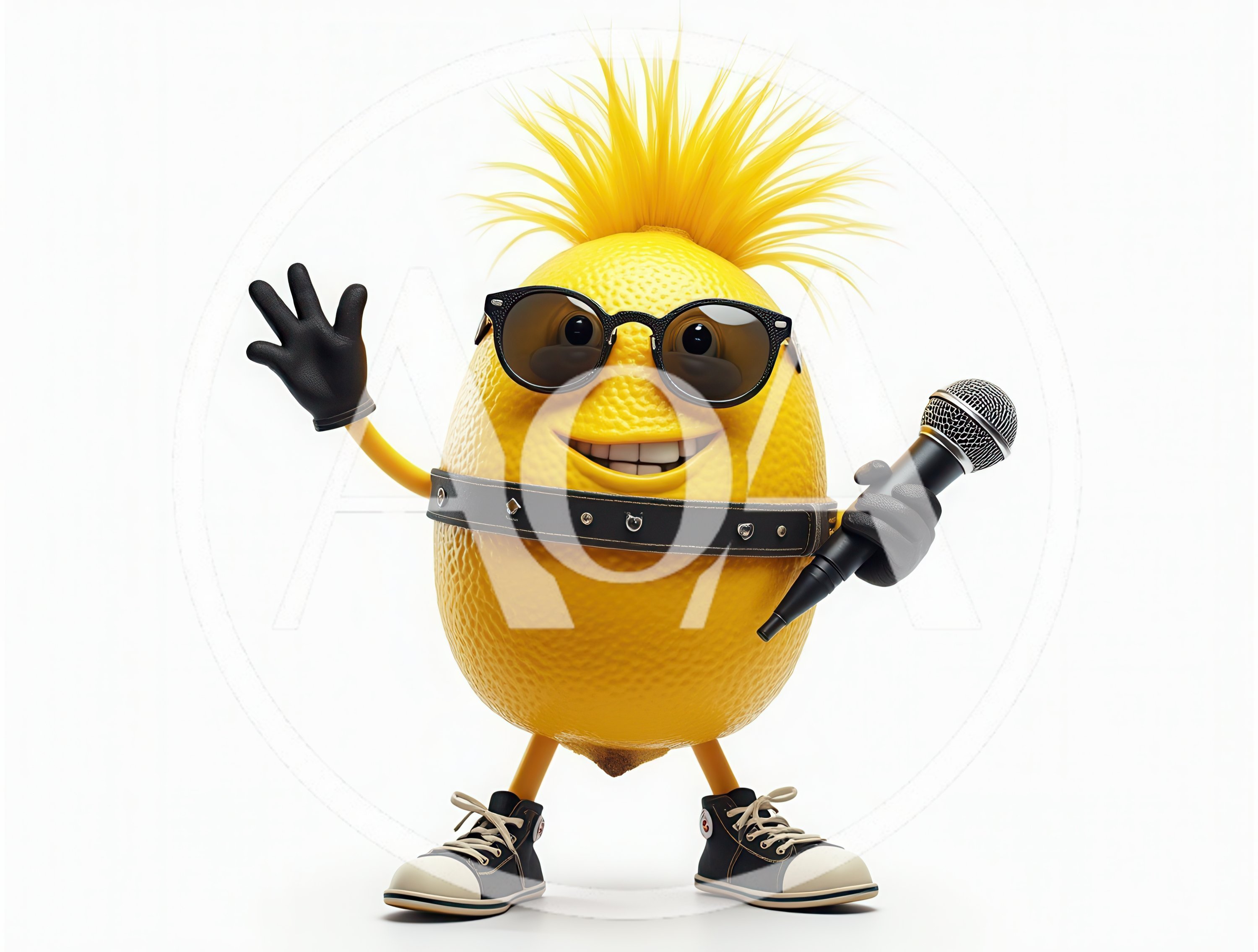 Animated Lemon Character With Sunglasses And Microphone