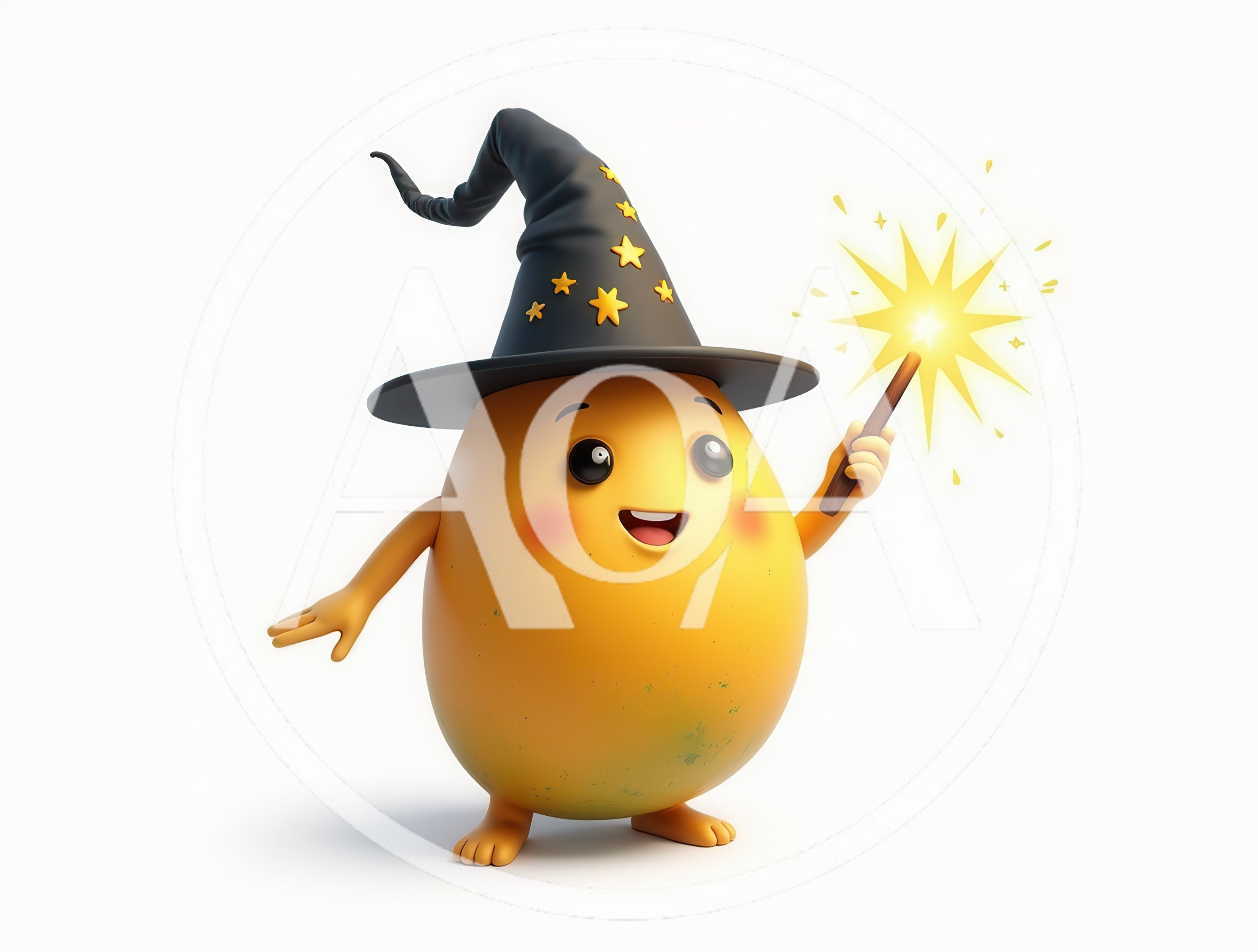 Cute Cartoon Egg Character Wearing A Wizard Hat