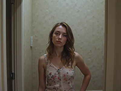 Young Woman Standing In A Hallway