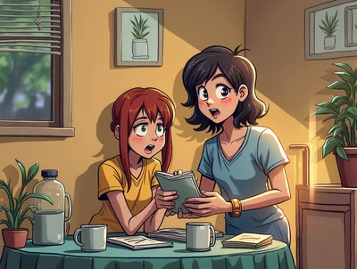 Two Anime Girls Studying Together At A Table