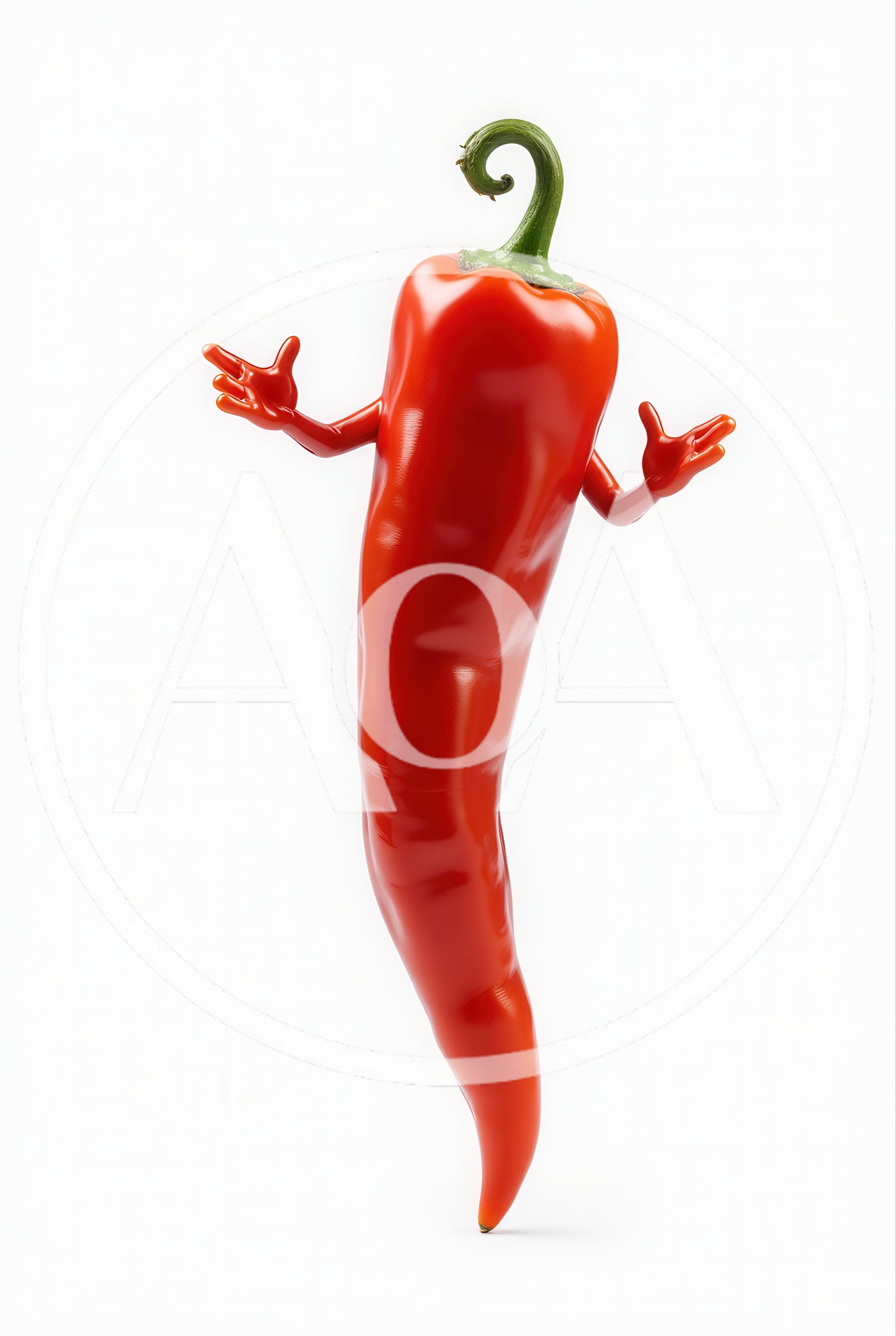 Anthropomorphic Red Chili Pepper Character With Arms