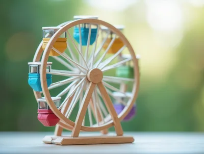 Miniature Wooden Ferris Wheel Toy On Table