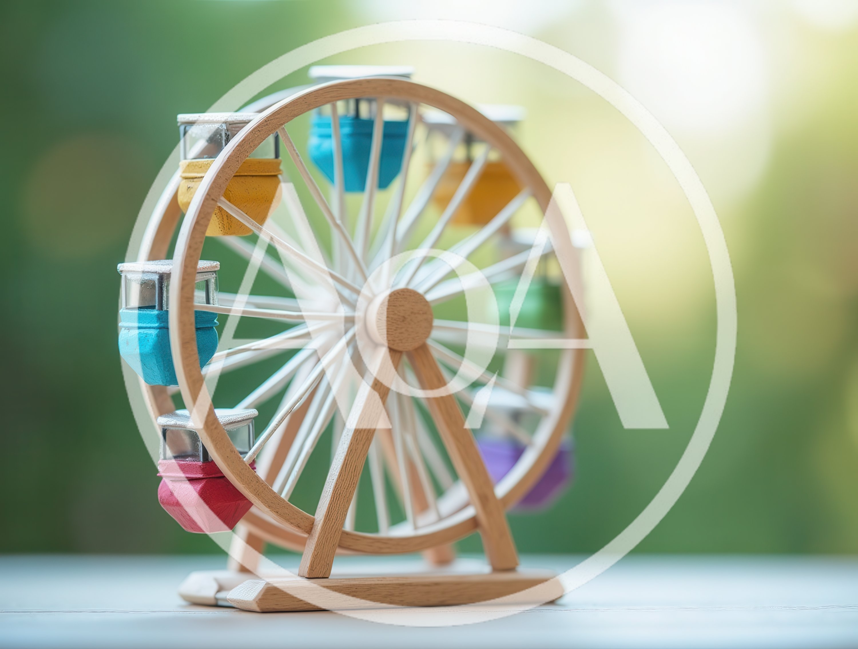 Miniature Wooden Ferris Wheel Toy On Table