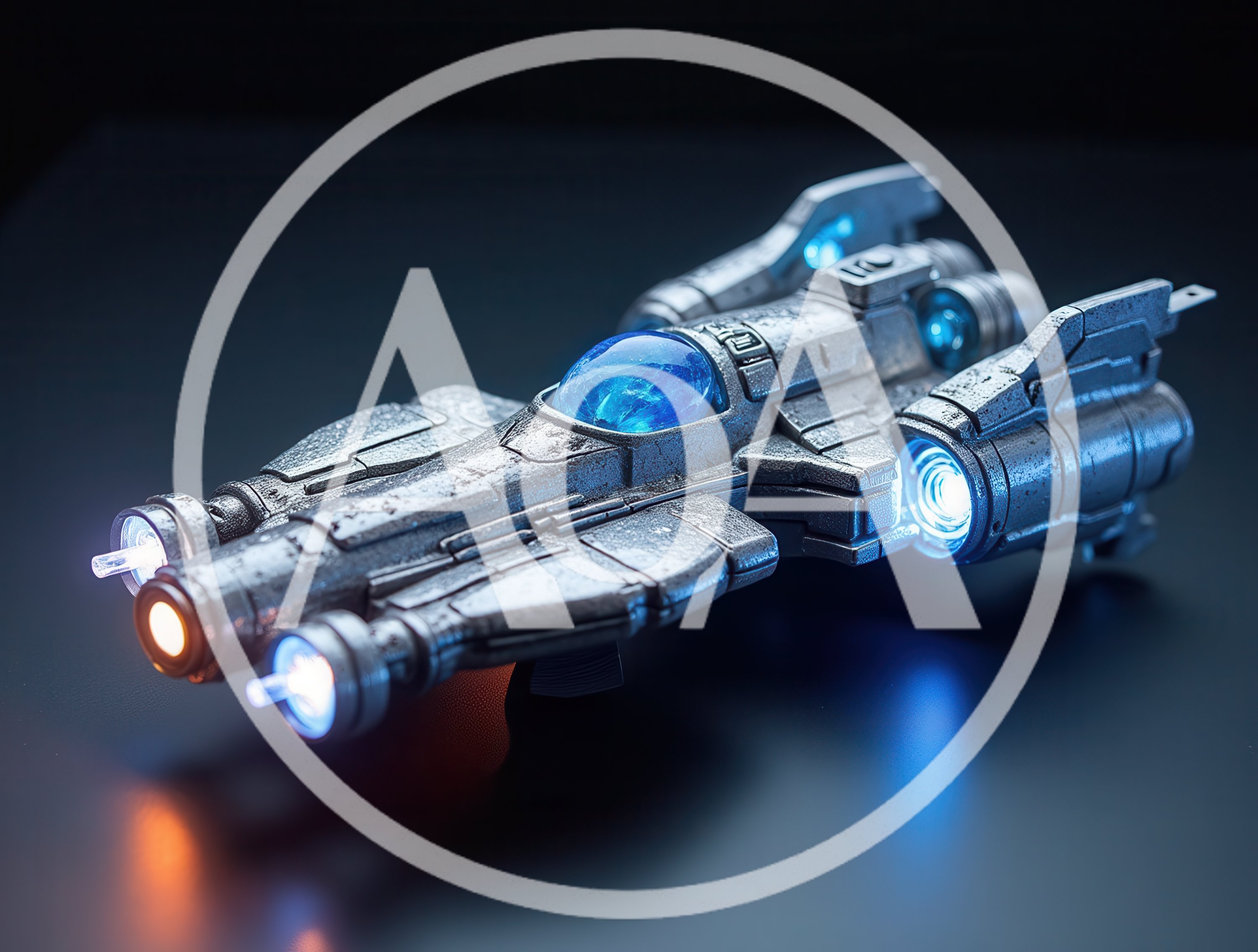 Detailed Metallic Sci-Fi Spaceship Model With Glowing Engines